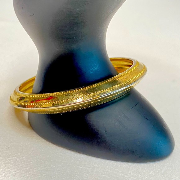 Gold Tone Bracelet Textured Bangle - Picture 1 of 7